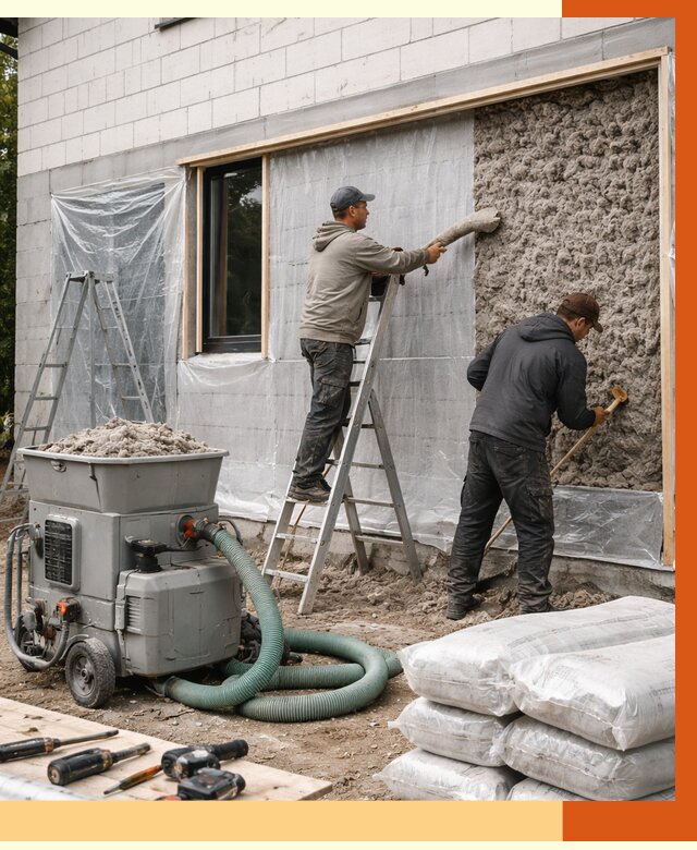 Утепление дома из газобетона эковатой в Оренбурге от 4576 руб./м2 | ТепломастерРнб