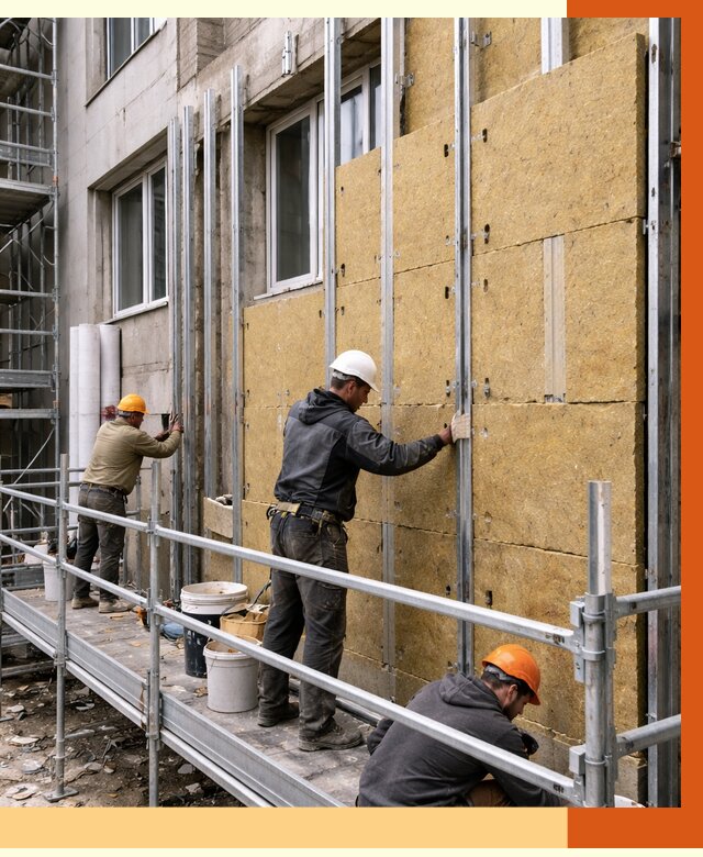 Утепление вентилируемого фасада в Оренбурге от 5695 руб/м2 — монтаж и утепление вентфасад | ТепломастерРнб